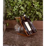 DI PRIMA USA Venetian Freestanding Tabletop Wine Rack - 2 Bottle & 2 Glass Holder, Chestnut Brown thumbnail 3