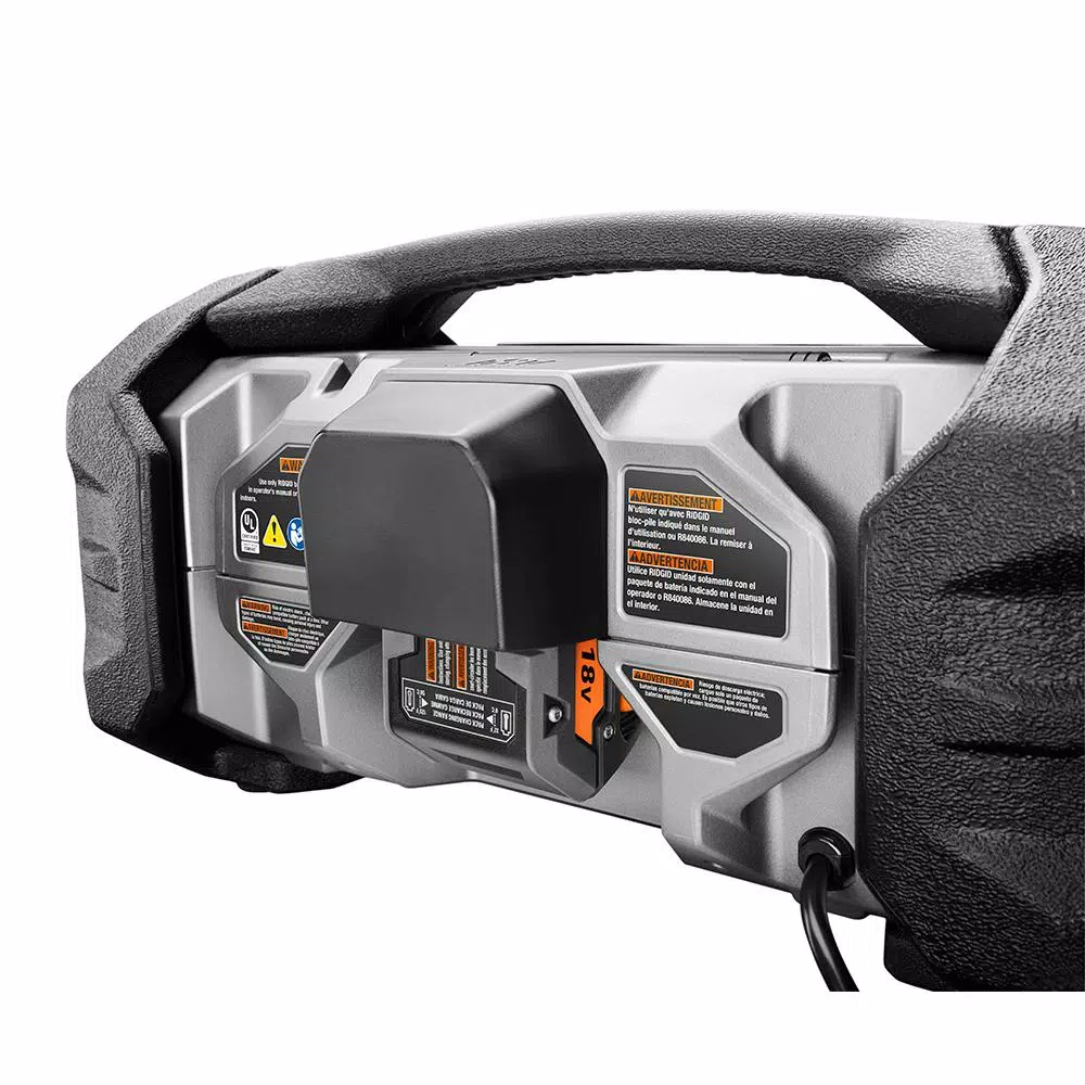 RIDGID 18V Lithium-Ion Cordless Bluetooth Charging Job Site Radio (Tool Only)