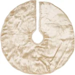 VHC Brands Creme Memories 21 in. Vanilla Velvet Christmas Tree Skirt with Gold Trim thumbnail 2