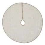 VHC Brands 48 in. Pearlescent Natural Tan Coastal Christmas Tree Skirt with Snowflake Pearl Buttons thumbnail 2