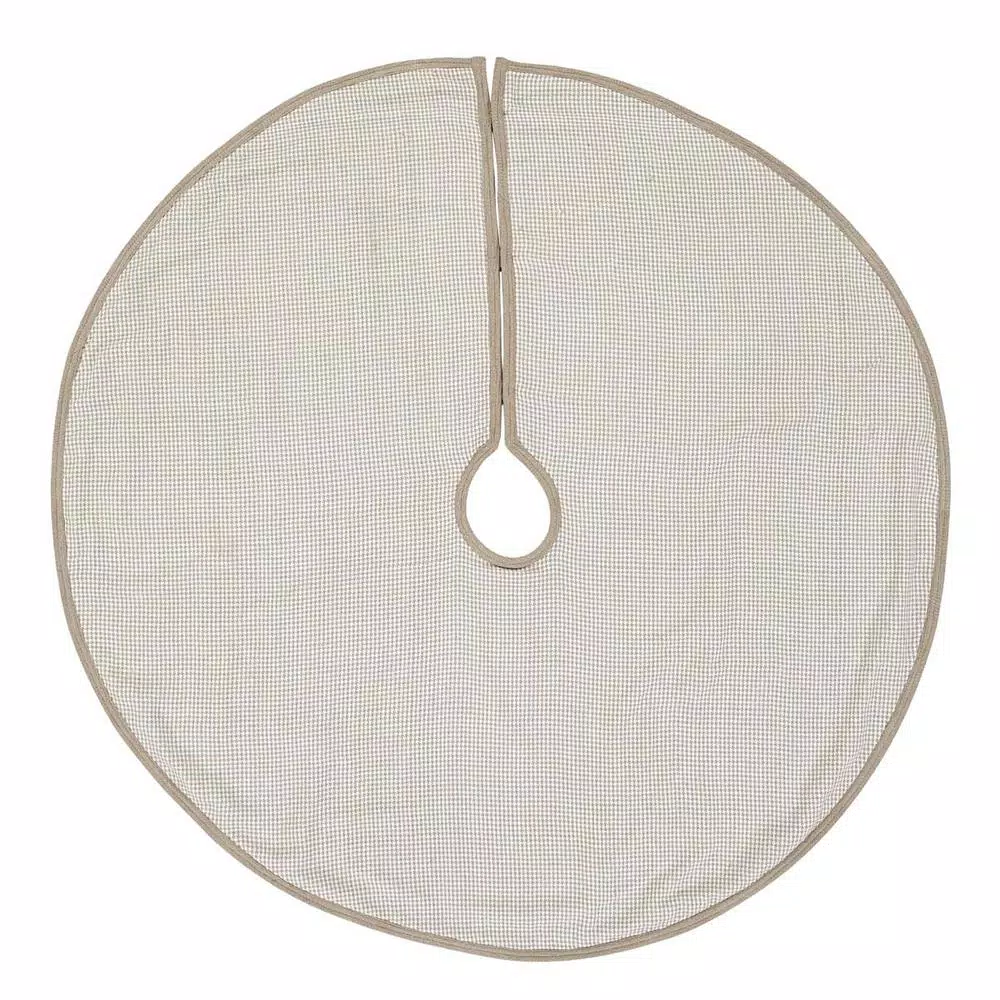VHC Brands 48 in. Pearlescent Natural Tan Coastal Christmas Tree Skirt with Snowflake Pearl Buttons
