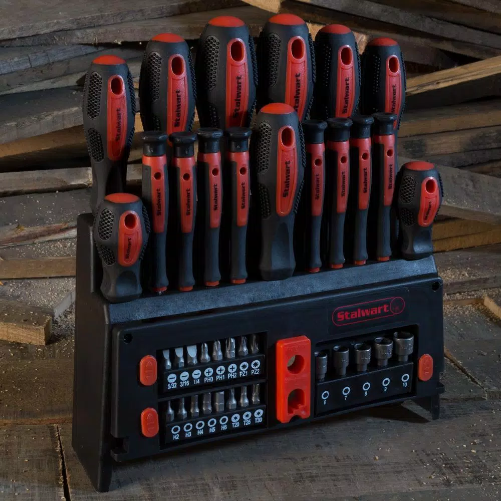 Stalwart 39-Piece Screwdriver Set with Magnetic Tips and Storage Stand
