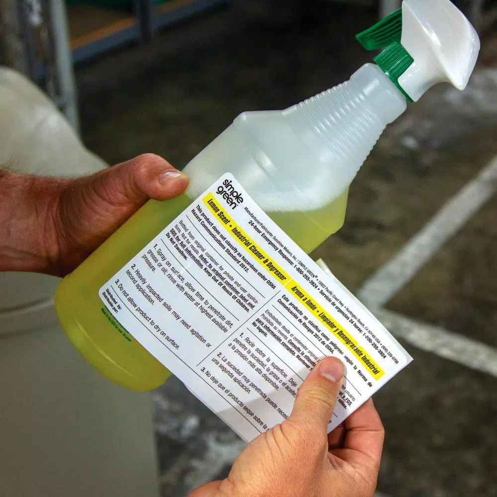 Simple Green Lemon Scent Industrial Cleaner and Degreaser Secondary Labels, Bilingual (10-Pack)
