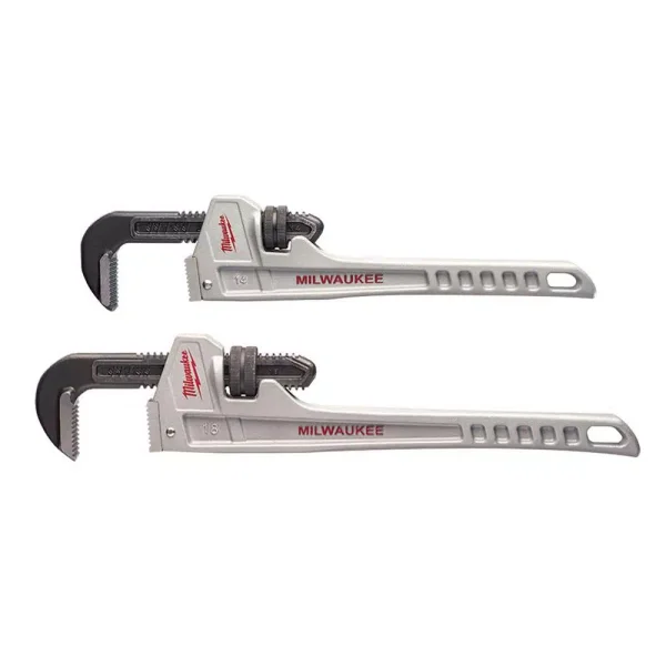 Milwaukee 14 in. and 18 in. Aluminum Pipe Wrench Set (2-Piece)