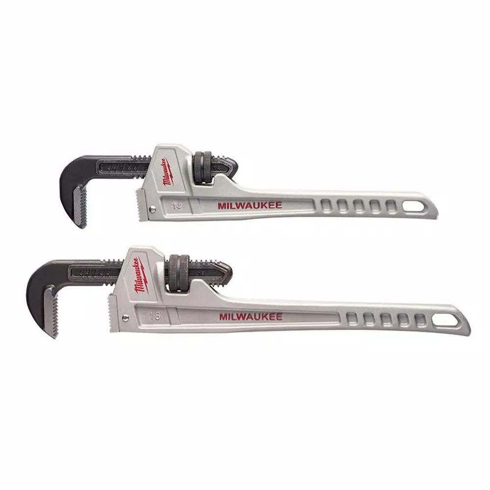 Milwaukee 14 in. and 18 in. Aluminum Pipe Wrench Set (2-Piece)
