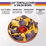 TACO TUESDAY 10.5 in. Brown Plastic Circular Chip and Salsa Serving Bowl Set, 2-Piece thumbnail 4