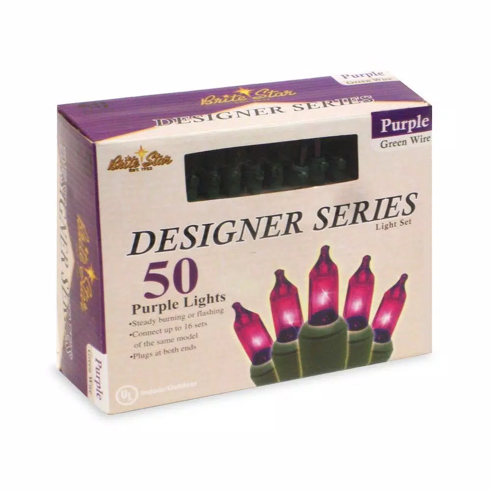 Brite Star Designer Series Purple Mini Light Set, 50-Light Incandescent, Set of 2
