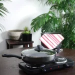 Oster Clairborne 5 qt. Aluminum Nonstick Saute Pan with Glass Lid, 12 in., Charcoal Grey thumbnail 4