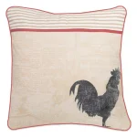 Heritage Lace Farmhouse Rooster 18x18 Tan Striped Cotton Throw Pillow Cover thumbnail 3