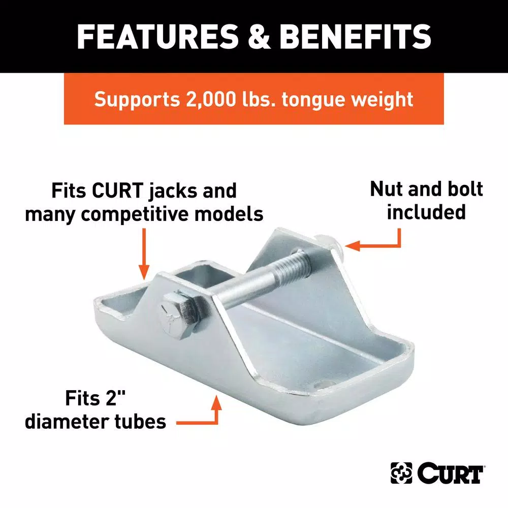 CURT Bolt-On Trailer Jack Foot, Fits 2" Tube, 2,000 lbs. Capacity
