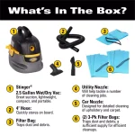 Stinger 2.5 Gal. 1.75 Peak HP Compact Wet/Dry Shop Vacuum with Hose and 6 Filter Bags thumbnail 2