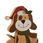 Glitzhome 7.76 in. Dog Christmas Stocking Holder - Wooden and Metal Holiday Decor thumbnail 3