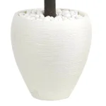 Nearly Natural 26 in. Artificial Boxwood Topiary Tree with White Oval Planter and River Rocks thumbnail 3
