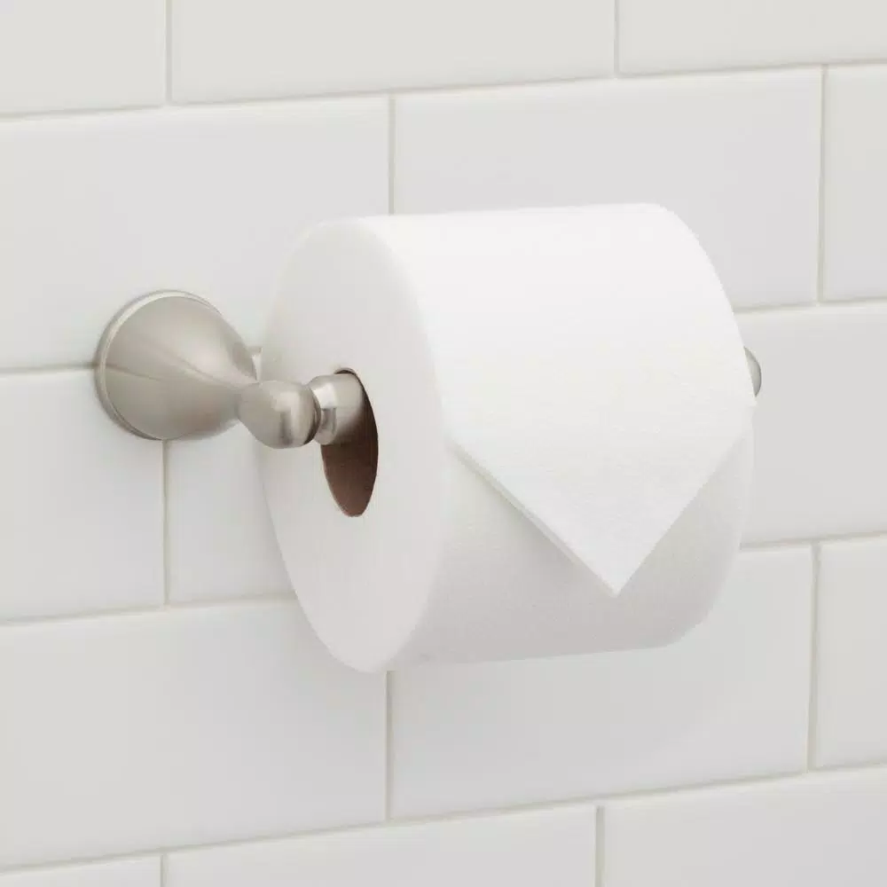 Glacier Bay Builders Double Post Toilet Paper Holder, Brushed Nickel