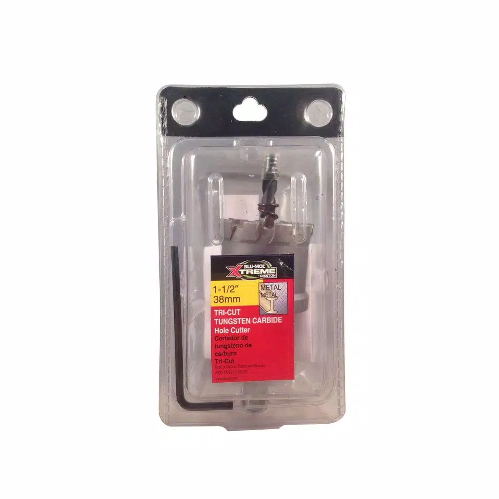 BLU-MOL Xtreme Tri-Cut Tungsten Carbide Hole Cutter, 1-1/2 in.