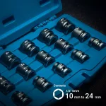 Capri Tools 1/2 in. Drive Metric Stubby Impact Socket Set, 15-Piece thumbnail 7