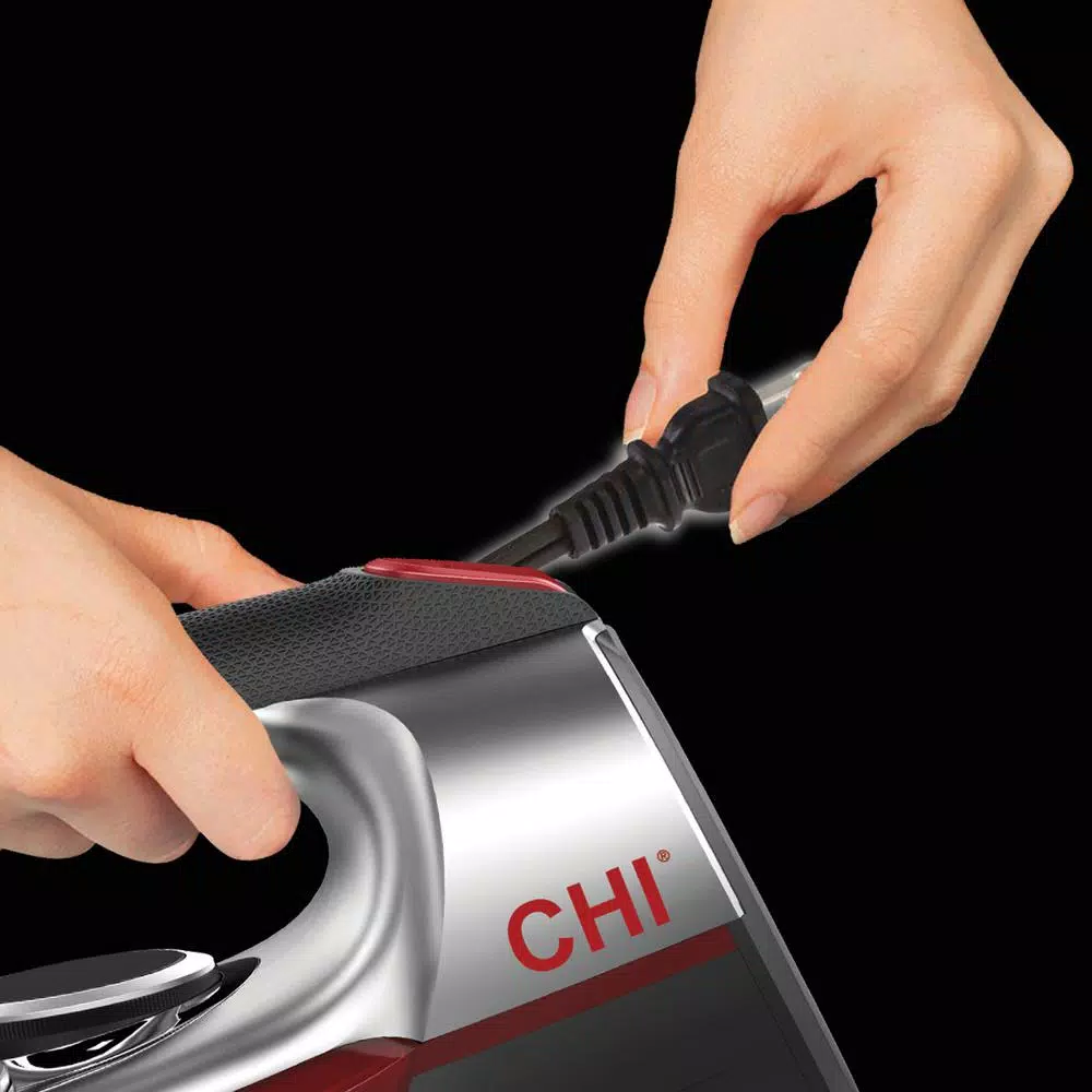 CHI Electronic Steam Clothing Iron with Titanium-Infused Ceramic Soleplate and Retractable Cord