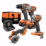 RIDGID 18V SubCompact Brushless Cordless 4-Tool Combo Kit with Impact Wrench and Multi-Material Saw thumbnail 1