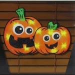 Northlight 11.5 in. Lighted Jack-O-Lantern Pumpkin Couple Window Silhouette Decor thumbnail 3
