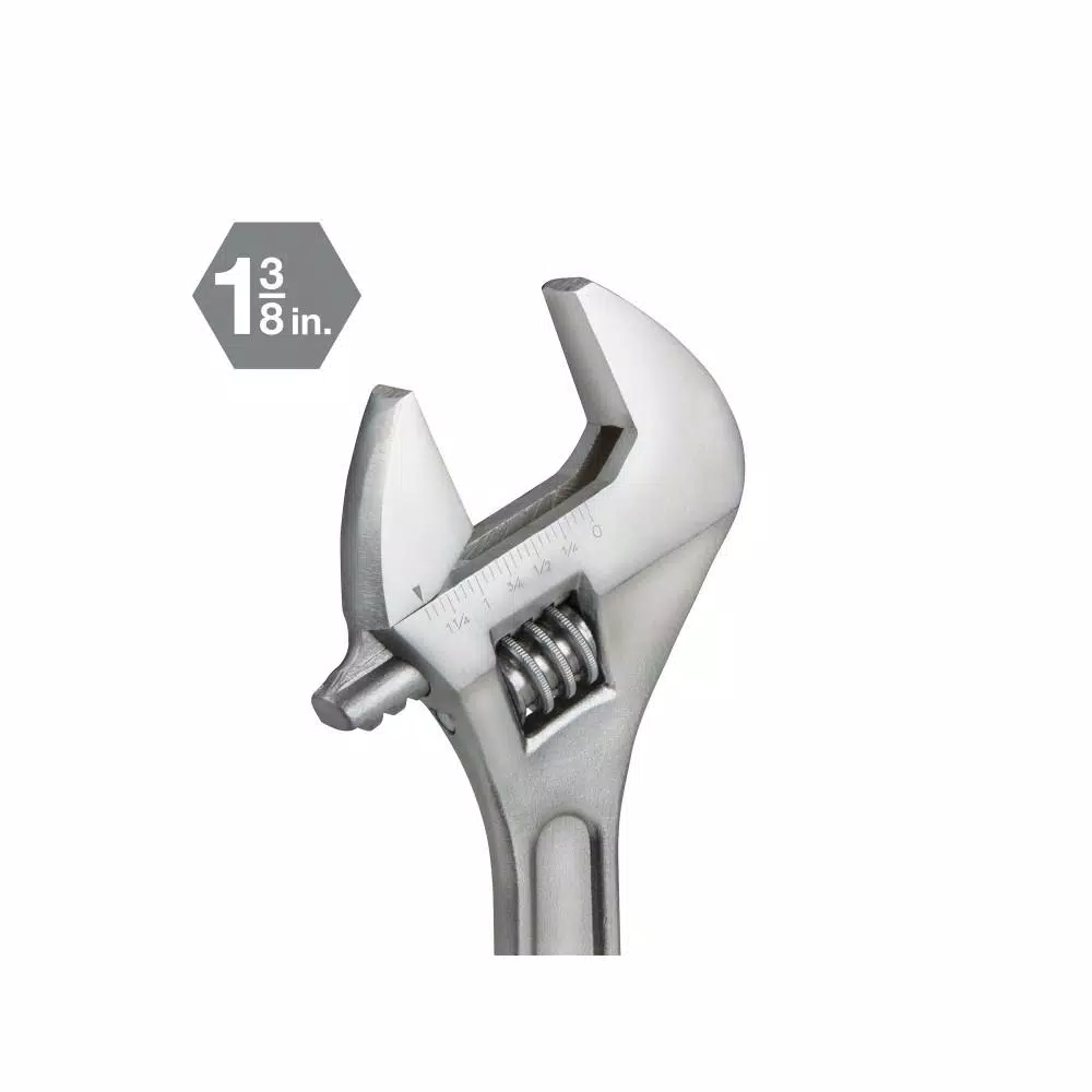 TEKTON 12 in. Adjustable Wrench, Carbon Steel with Satin Chrome Finish