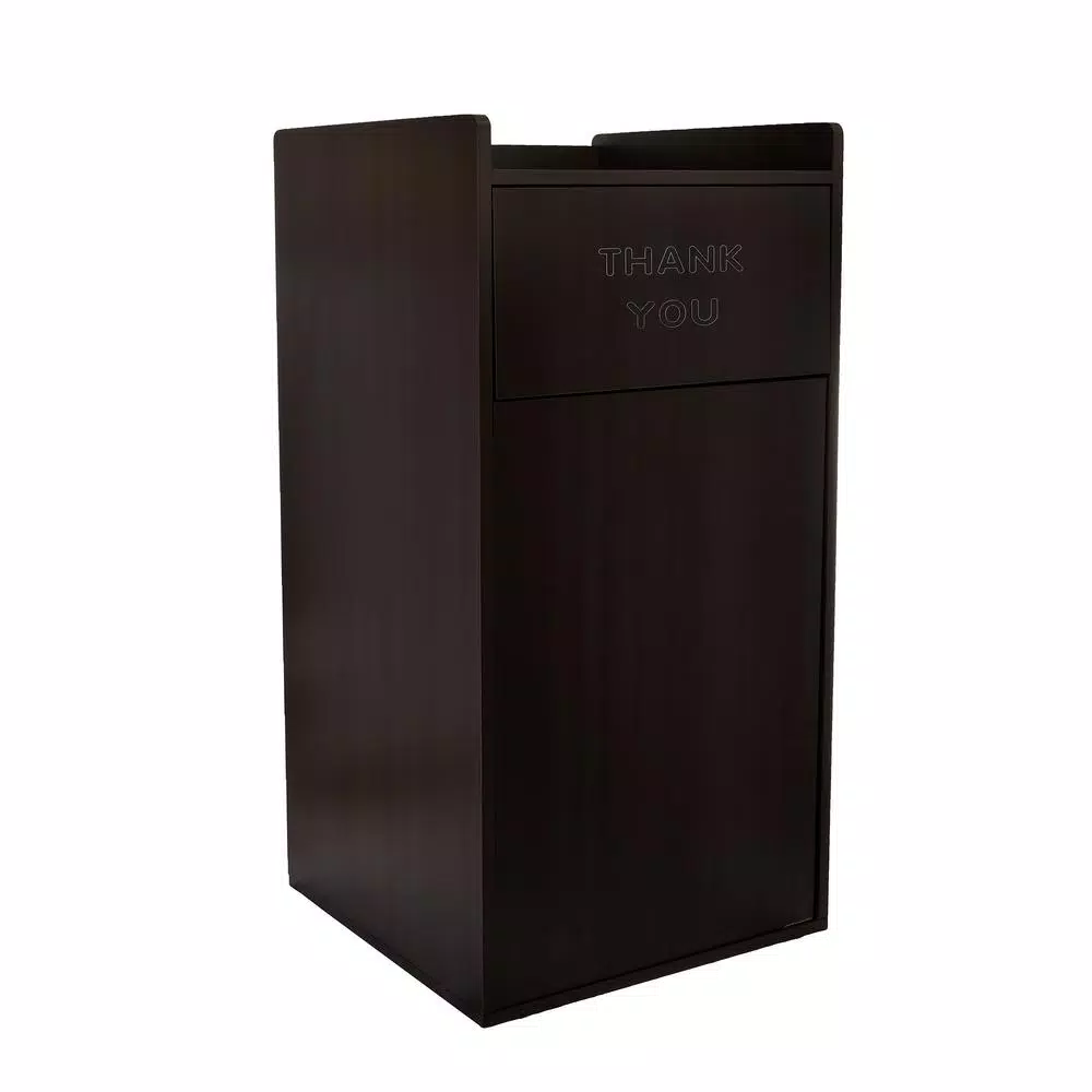Alpine Industries 40 Gal. Black Wood Commercial Tray Top Waste Enclosure Trash Receptacle