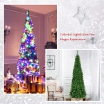 Costway 7.5 ft. Pre-Lit Slim Pencil Artificial Christmas Tree with 350 Multi-Color LED Lights thumbnail 6