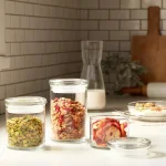 Libbey Cylinder 3-Piece Glass Storage Jar Set with Glass Lids, Clear thumbnail 3