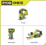 RYOBI 18V ONE+ Cordless Jig Saw, Trim Router, and 3-1/4 in. Planer Tool Kit (Tools Only) thumbnail 2