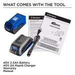Westinghouse 40V Cordless Leaf Blower Kit with 2.5 Ah Battery and Charger thumbnail 7