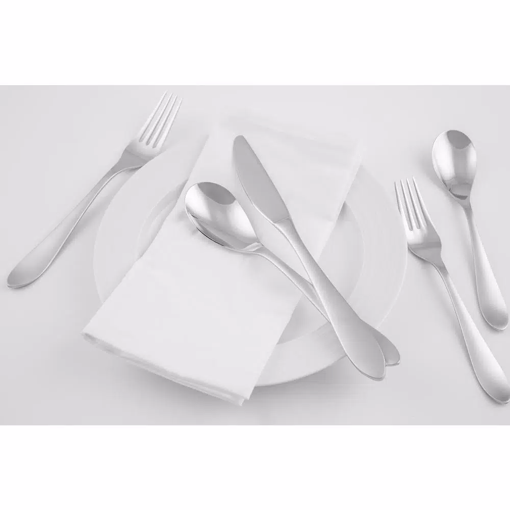 Cambridge Silversmiths Azura Satin Mirror 20-Piece 18/10 Stainless Steel Flatware Set, Service for 4