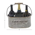 LITTON LANE Distressed Silver Iron 6-Bottle Oval Wine Caddy with Fir Wood Handle thumbnail 7