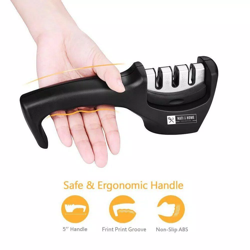 Unbranded LIGHTSMAX 3-Stage Manual Knife Sharpener with Ergonomic Handle