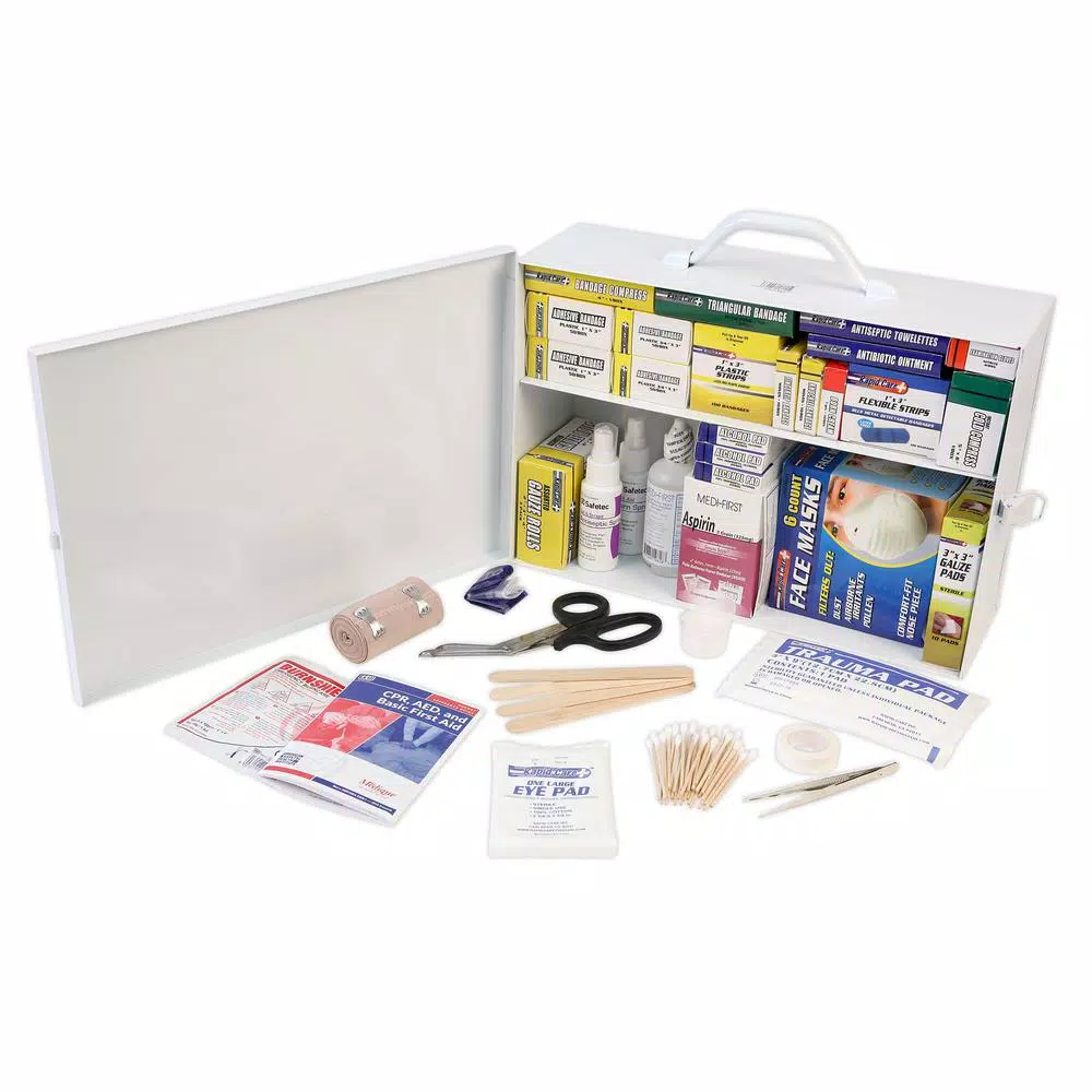 Rapid Care 520-Piece Industrial First Aid Cabinet, 2-Shelf ANSI/OSHA Compliant