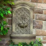 Sunnydaze Decor Rosette Leaf Florentine Stone Outdoor Wall Fountain, Gold thumbnail 5