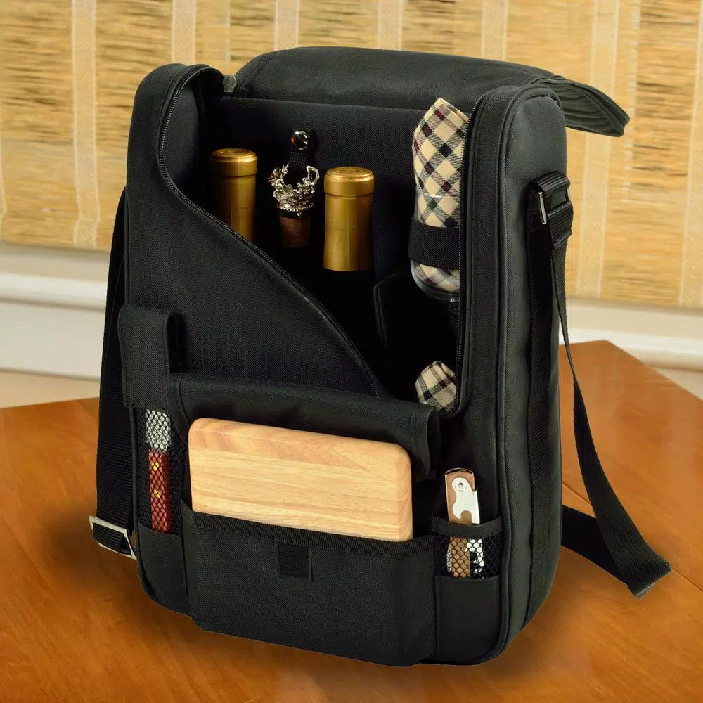 Unbranded Picnic at Ascot Bordeaux Wine and Cheese Cooler Bag Set with Glassware and Hardwood Board