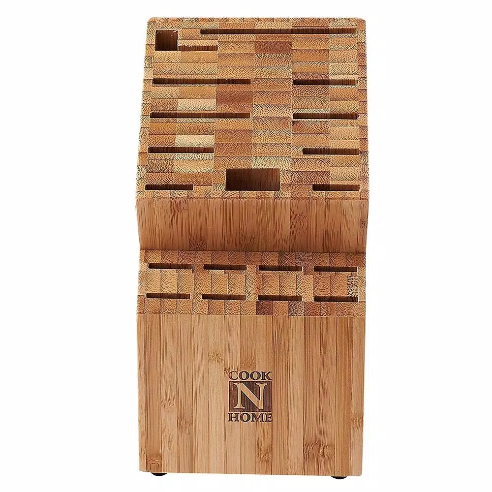 Cook N Home 19-Slot Natural Bamboo Universal Knife Storage Block Organizer