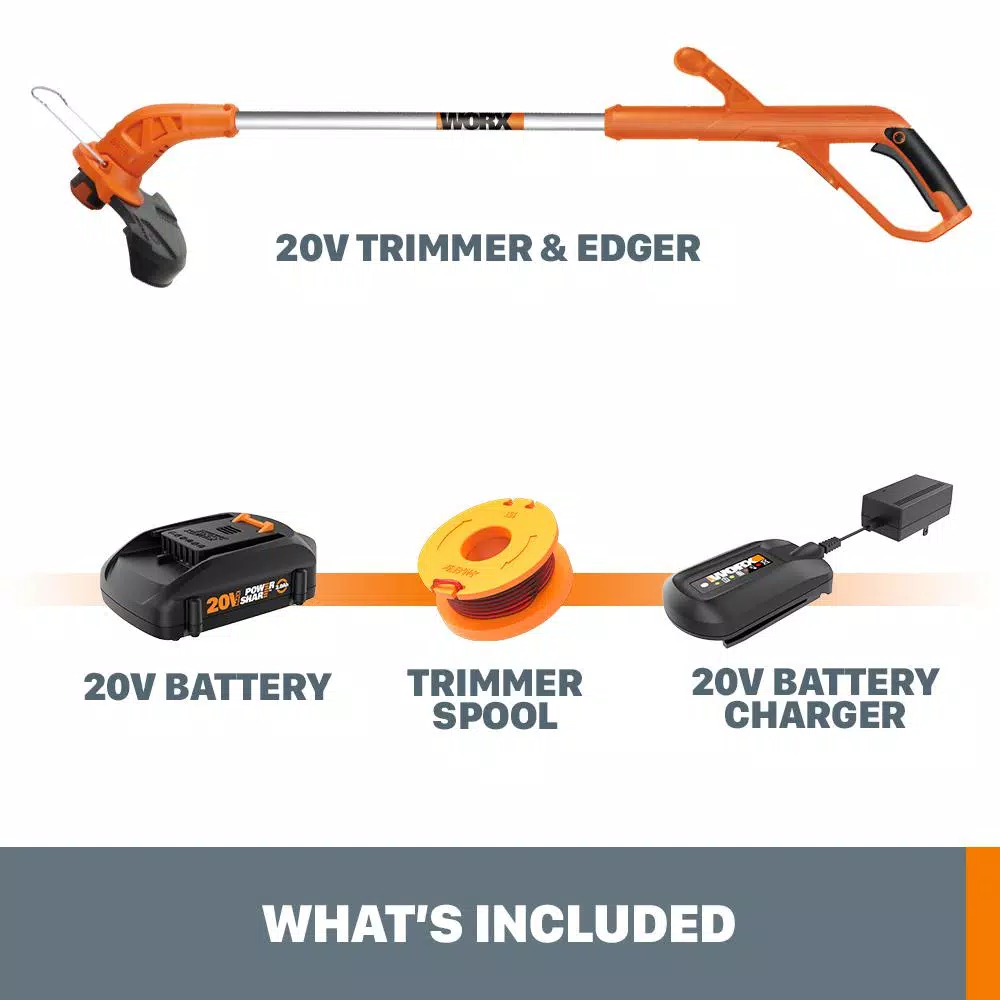 Worx 20V Lithium-Ion Cordless 2-in-1 Grass Trimmer and Edger Kit