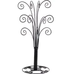 Sunnydaze Decor Gloria 20 in. Black Metal Christmas Ornament Stand with 20 Hooks thumbnail 1