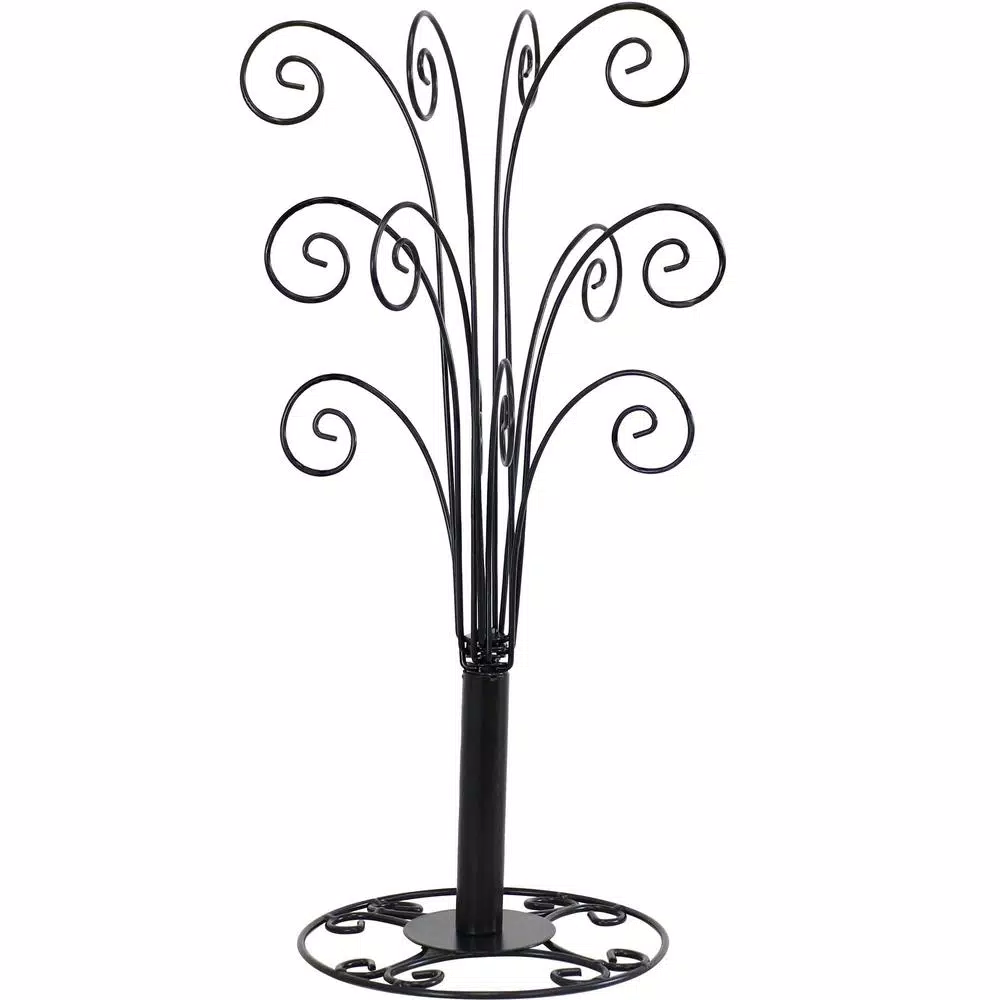 Sunnydaze Decor Gloria 20 in. Black Metal Christmas Ornament Stand with 20 Hooks