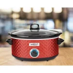 Brentwood Appliances 7 Qt. Red Slow Cooker with Removable Ceramic Pot and Tempered Glass Lid thumbnail 5