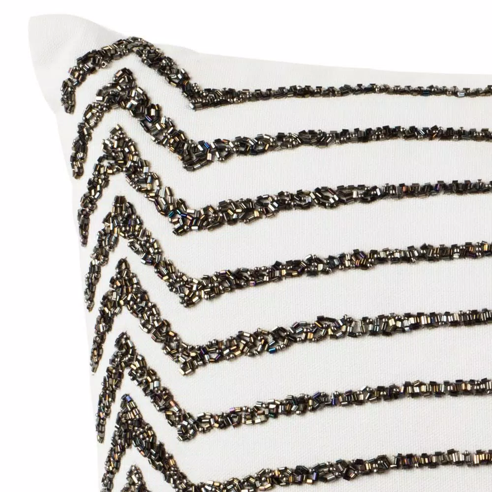Safavieh Emilia Cream Striped 18 in. x 18 in. Cotton Throw Pillow with Down Alternative Fill
