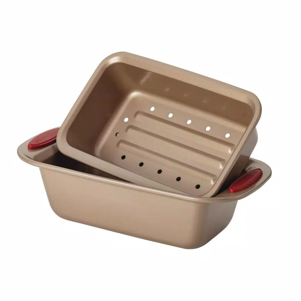 Rachael Ray Cucina 10-Piece Nonstick Bakeware Set, Carbon Steel, Latte and Cranberry