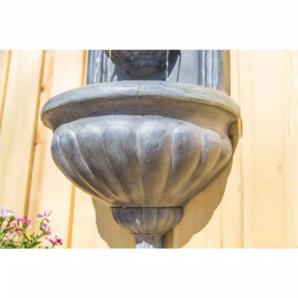 Kenroy Home Royal Resin Wall Fountain with Lion Head Design and LED Light, Zinc Finish