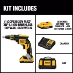 DEWALT 20V MAX XR Brushless Cordless Drywall Screw Gun Kit with (2) 2.0 Ah Batteries & Charger thumbnail 2