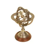 LITTON LANE Nautical Brass Armillary Sphere with Cherry Wood Finish Stand thumbnail 2