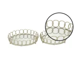 LITTON LANE Modern Reflections Silver Round Mirror Ring Trays, Set of 2 thumbnail 3