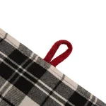 Glitzhome 48 in. Black and White Plaid Fabric Christmas Tree Skirt with Red Trim thumbnail 4