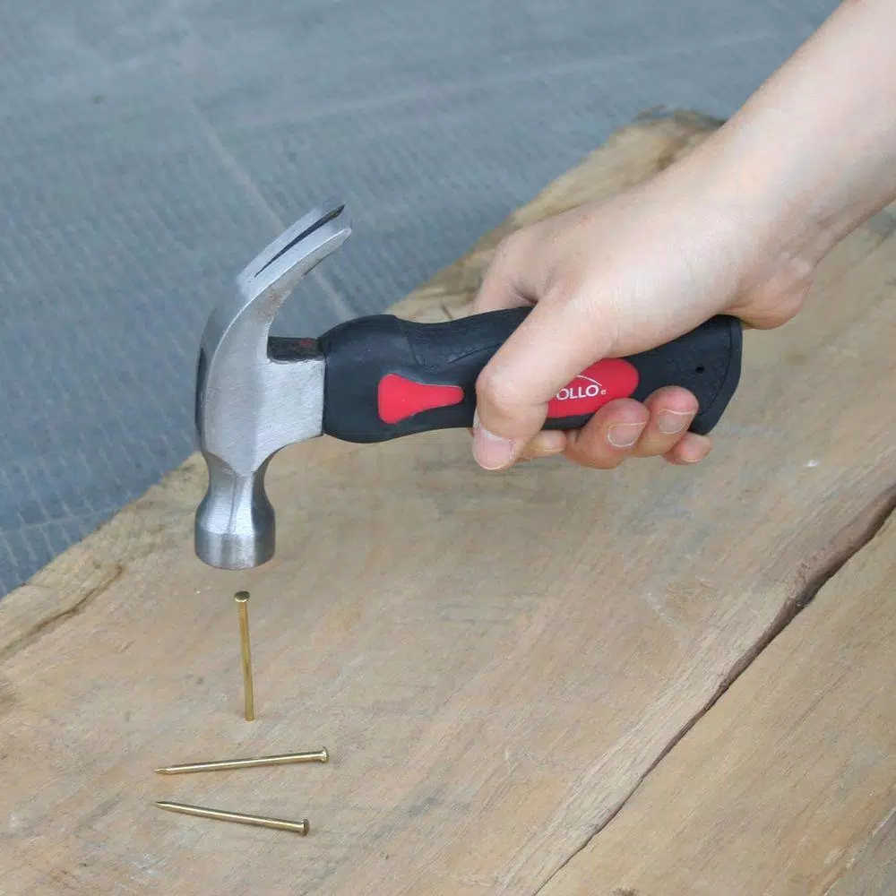 Apollo 4-Piece Stubby Hand Tool Set with Hammer, Screwdrivers, and Adjustable Wrench