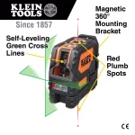 Klein Tools Self-Leveling Green Cross-Line Laser Level with Red Plumb Spot thumbnail 2
