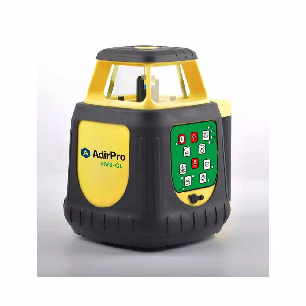 AdirPro HV8GL Green Beam Self-Leveling Rotary Laser Level with Receiver and Remote, 1650 ft. Range